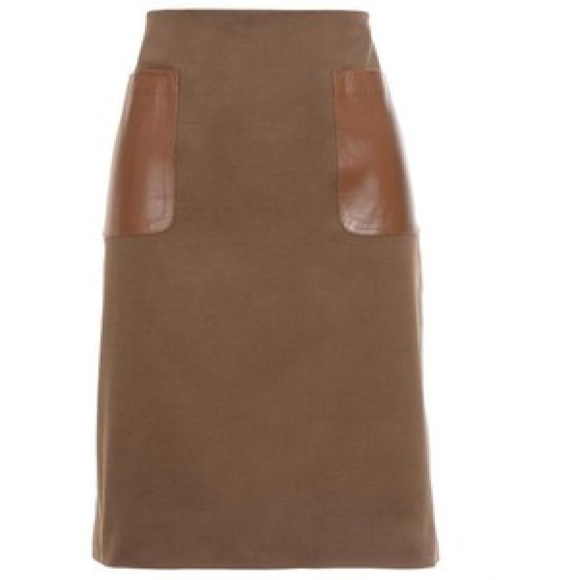 Club Monaco Dresses & Skirts - Club Monaco olive green leather pocket skirt